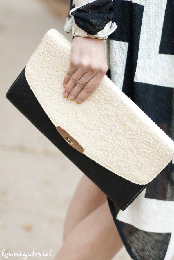 Black and Lace Clutch Bag